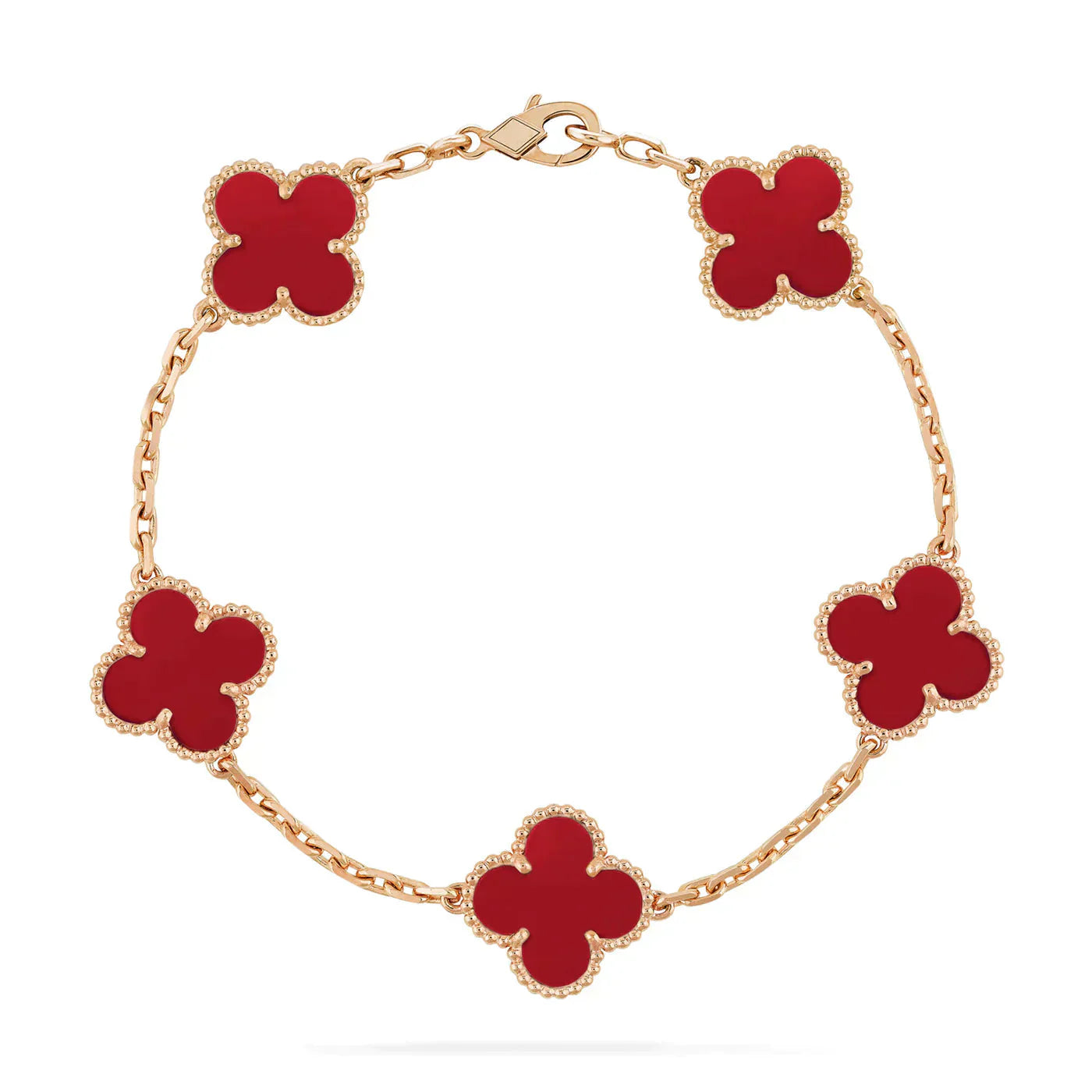 [Edler Schmuck]CLOVER 5 MOTIVE ROTER ACHAT ARMBAND 