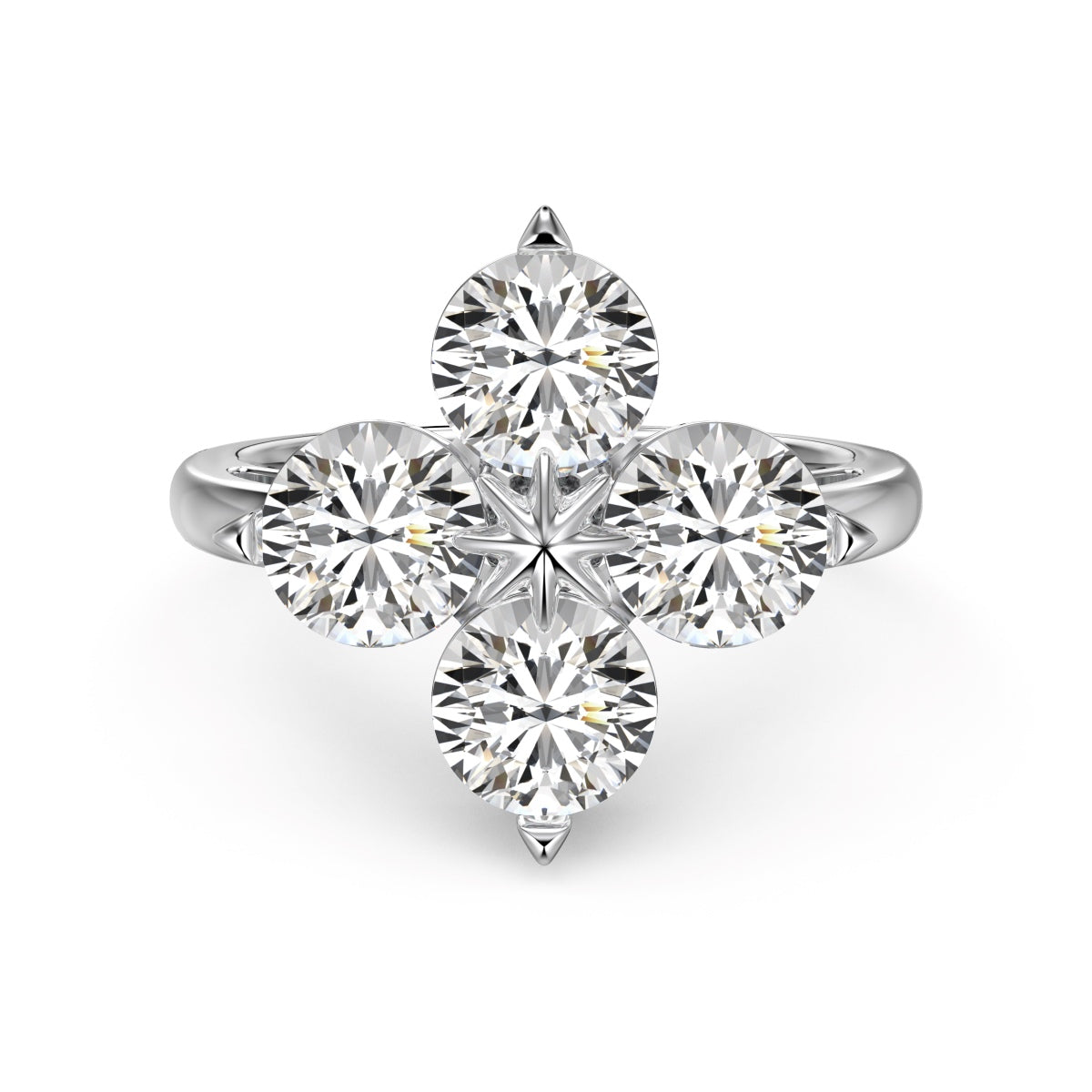 [Noble Jewelry]Four-Leaf Clover Eight-Pointed Star Ring