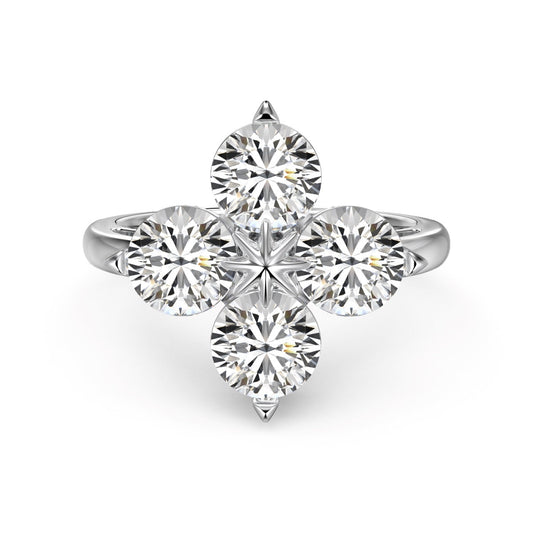 [Noble Jewelry]Four-Leaf Clover Eight-Pointed Star Ring