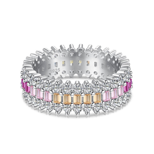 [Edler Schmuck] Verzierter bunter Radiant Cut Alltagsring