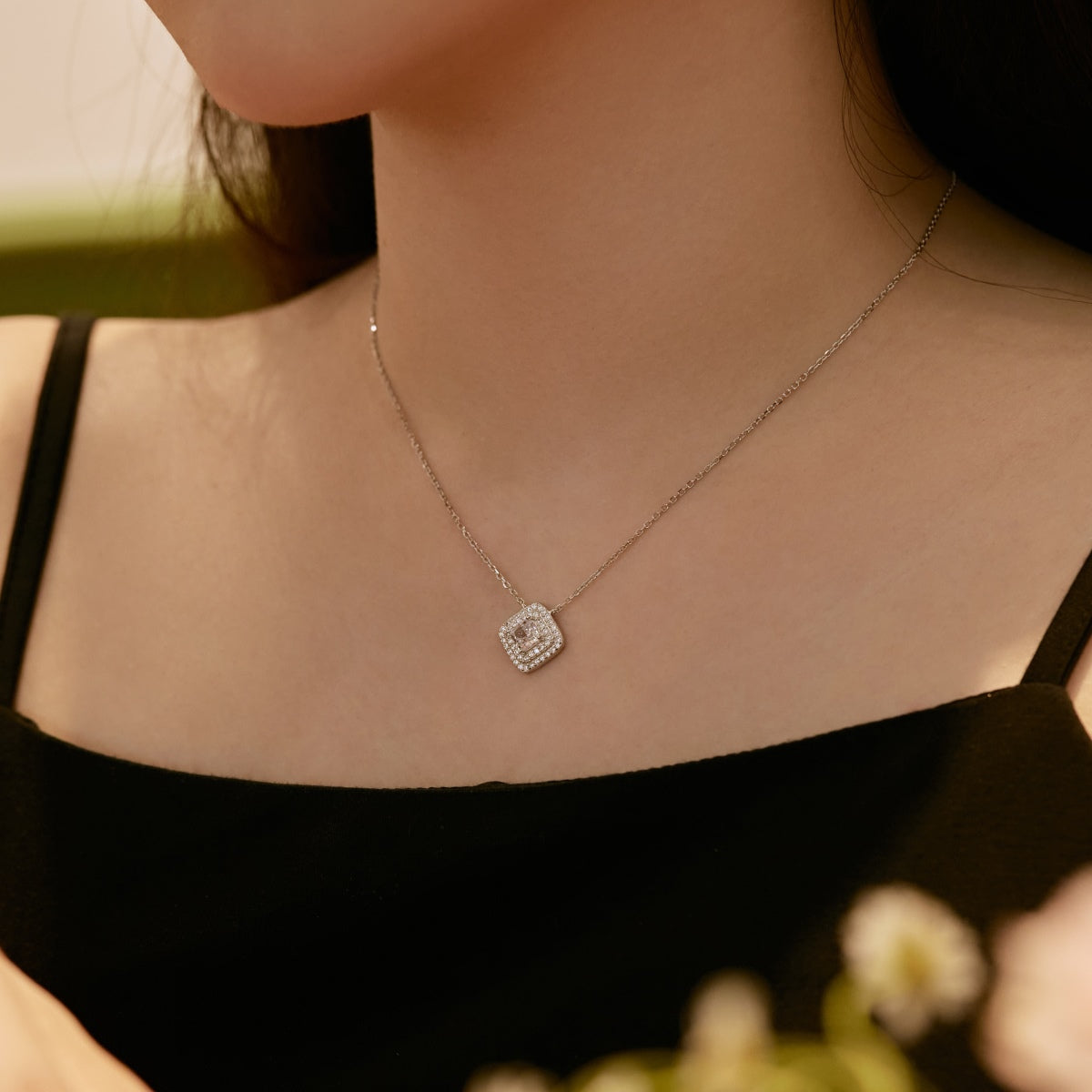 [Noble Jewelry]Sparkling Asscher Cut Necklace