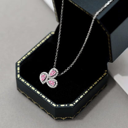 [Noble Jewelry]Elegant Flower Shape Pear Cut Necklace