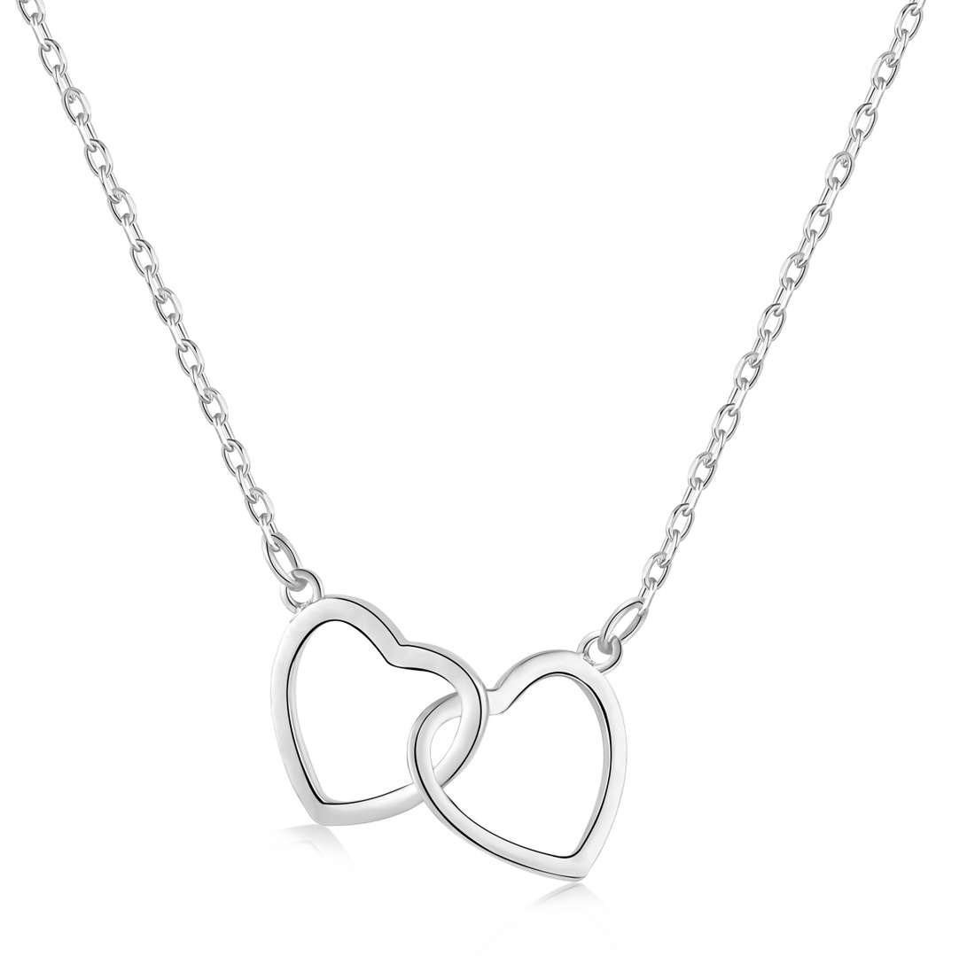 [Noble Jewelry]Sterling Silver Love Double Ring Necklace