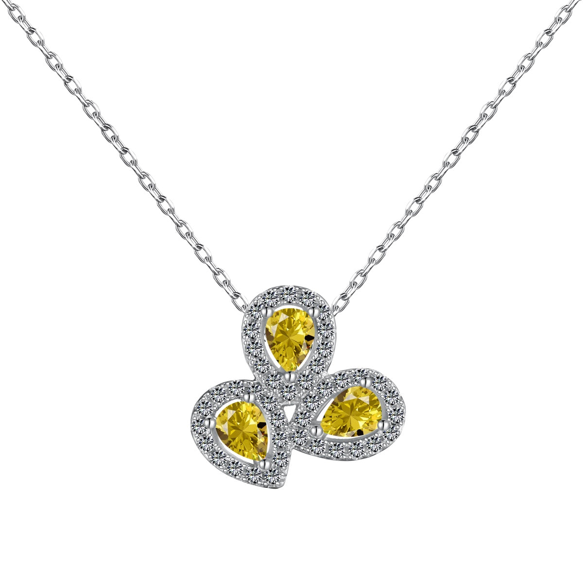 [Noble Jewelry]Elegant Flower Shape Pear Cut Necklace