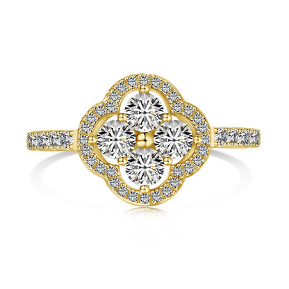 [Noble Jewelry]Four Leaf Clover Flower Design Ring