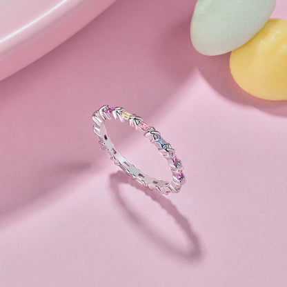 [Noble Jewelry]Charming Colorful Round Cut Daily Ring