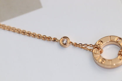 [Edler Schmuck] LIEBE HALSKETTE EINSTELLBAR ROSÉGOLD 2 DIAMANT 