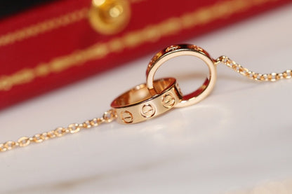 [Edler Schmuck] LIEBE HALSKETTE ROSA GOLD UND SILBER 