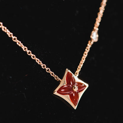 [Edler Schmuck]Sternkette Roségold 1 Diamant