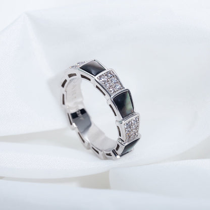 [Edler Schmuck] SERPENTI RING SILBER DIAMANT SCHWARZ MOP 4MM