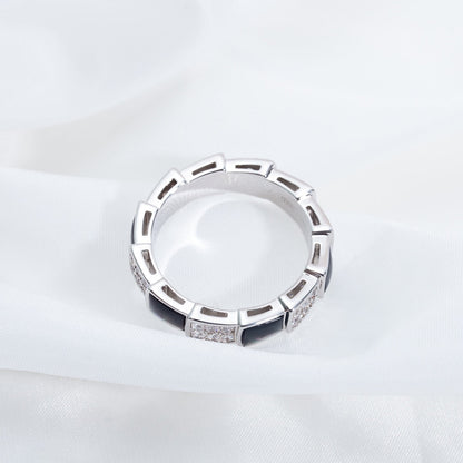 [Edler Schmuck] SERPENTI RING SILBER DIAMANT SCHWARZ MOP 4MM