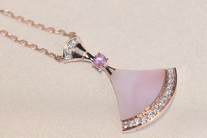 [Edler Schmuck] TRAUM HALSKETTE ROSA MOP DIAMANT