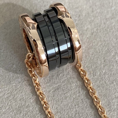 [Edler Schmuck]ZERO 1 SCHWARZE KERAMIK ROSA GOLD HALSKETTE