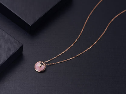 [Edler Schmuck]AMULETTE ROSÉGOLD ROSA MOP HALSKETTE