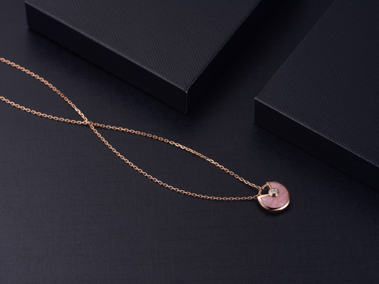 [Edler Schmuck]AMULETTE ROSÉGOLD ROSA MOP HALSKETTE