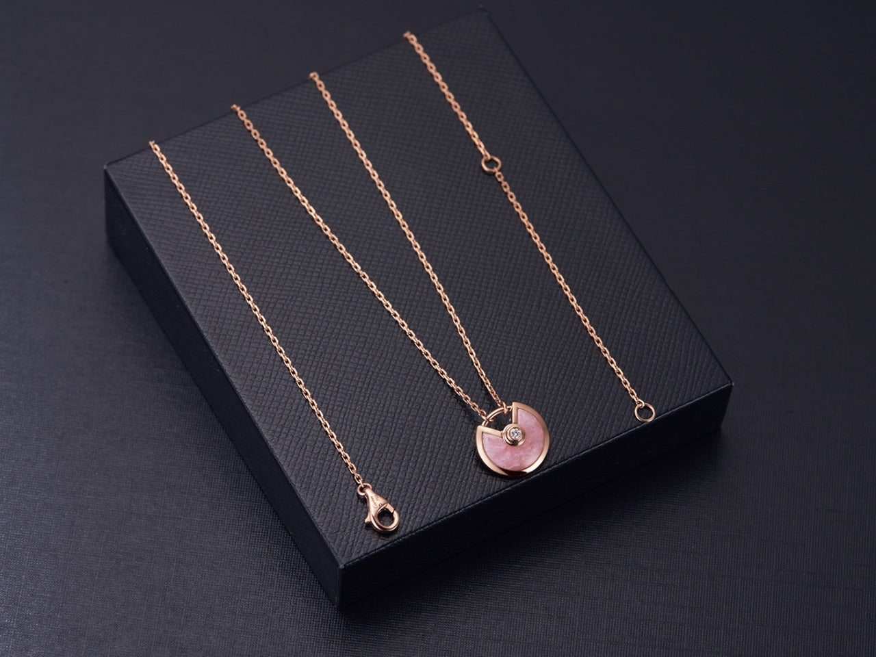 [Edler Schmuck]AMULETTE ROSÉGOLD ROSA MOP HALSKETTE