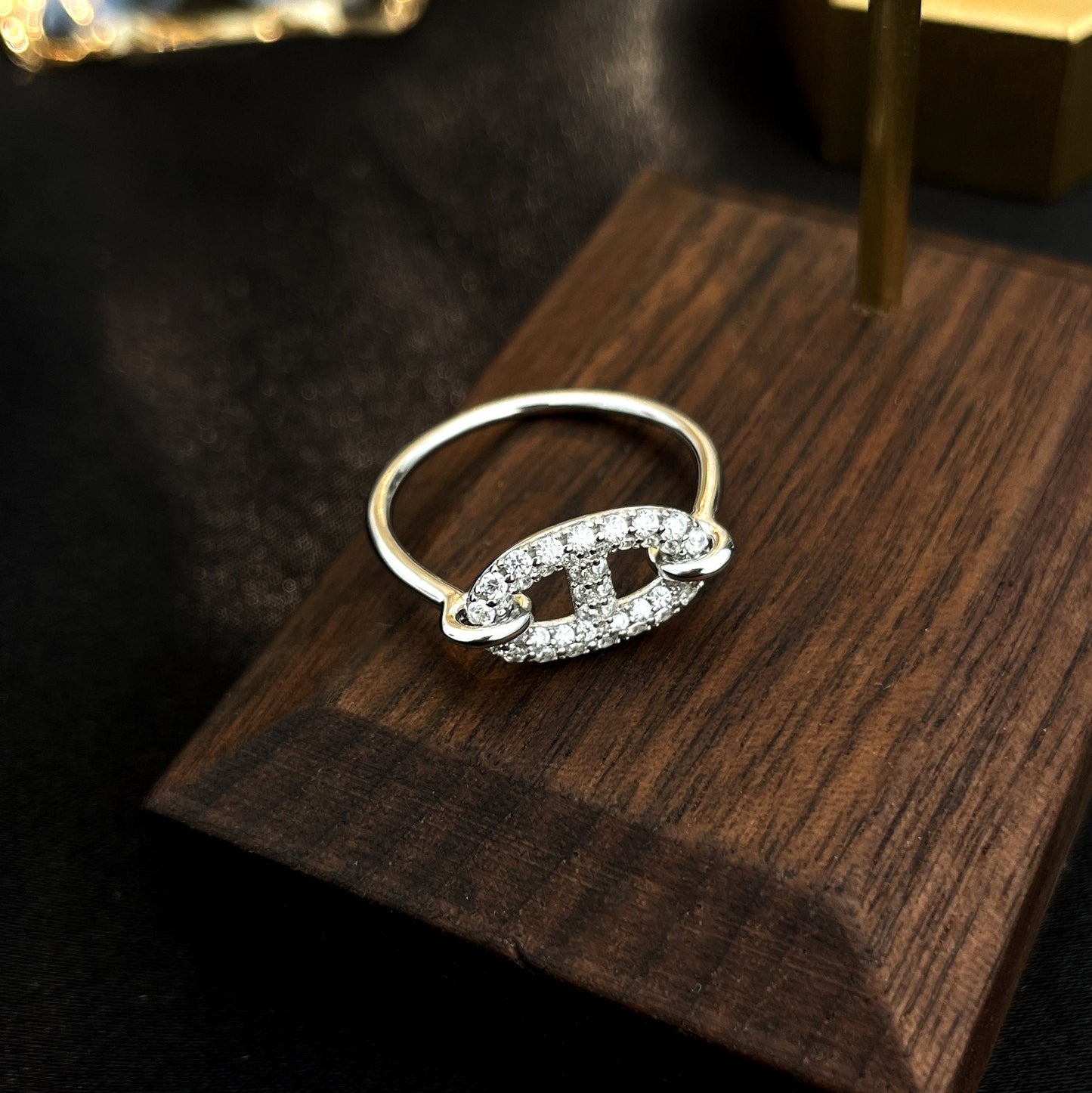 [Edler Schmuck] KLEINER RONDE-RING AUS SILBER MIT DIAMANTEN