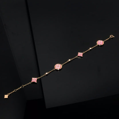 [Edler Schmuck] ARMBAND MIT STERN UND SONNE 4 MOTIV ROSA MOP ROSA GOLD 