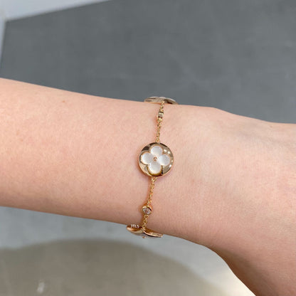 [Edler Schmuck] ARMBAND MIT STERN UND SONNE 4 MOTIV AUS WEISSEM ROSA GOLD 