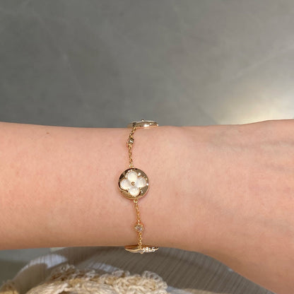 [Edler Schmuck] ARMBAND MIT STERN UND SONNE 4 MOTIV AUS WEISSEM ROSA GOLD 