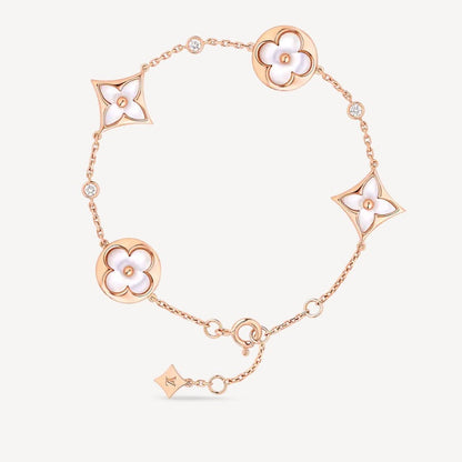 [Edler Schmuck] ARMBAND MIT STERN UND SONNE 4 MOTIV AUS WEISSEM ROSA GOLD 