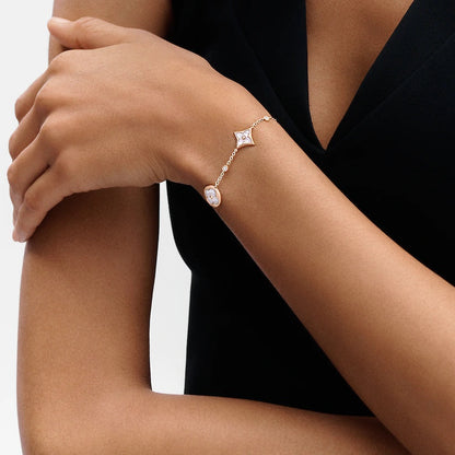 [Edler Schmuck] ARMBAND MIT STERN UND SONNE 4 MOTIV AUS WEISSEM ROSA GOLD 