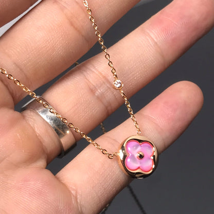 [Edler Schmuck]LV COLOR BLOSSOM PINK MOP SUN GOLD HALSKETTE