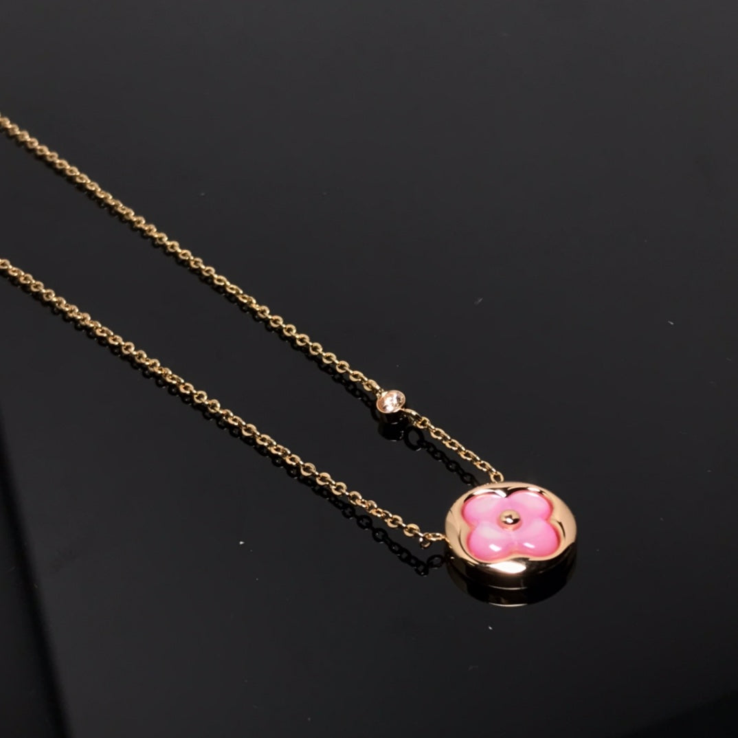 [Edler Schmuck]LV COLOR BLOSSOM PINK MOP SUN GOLD HALSKETTE