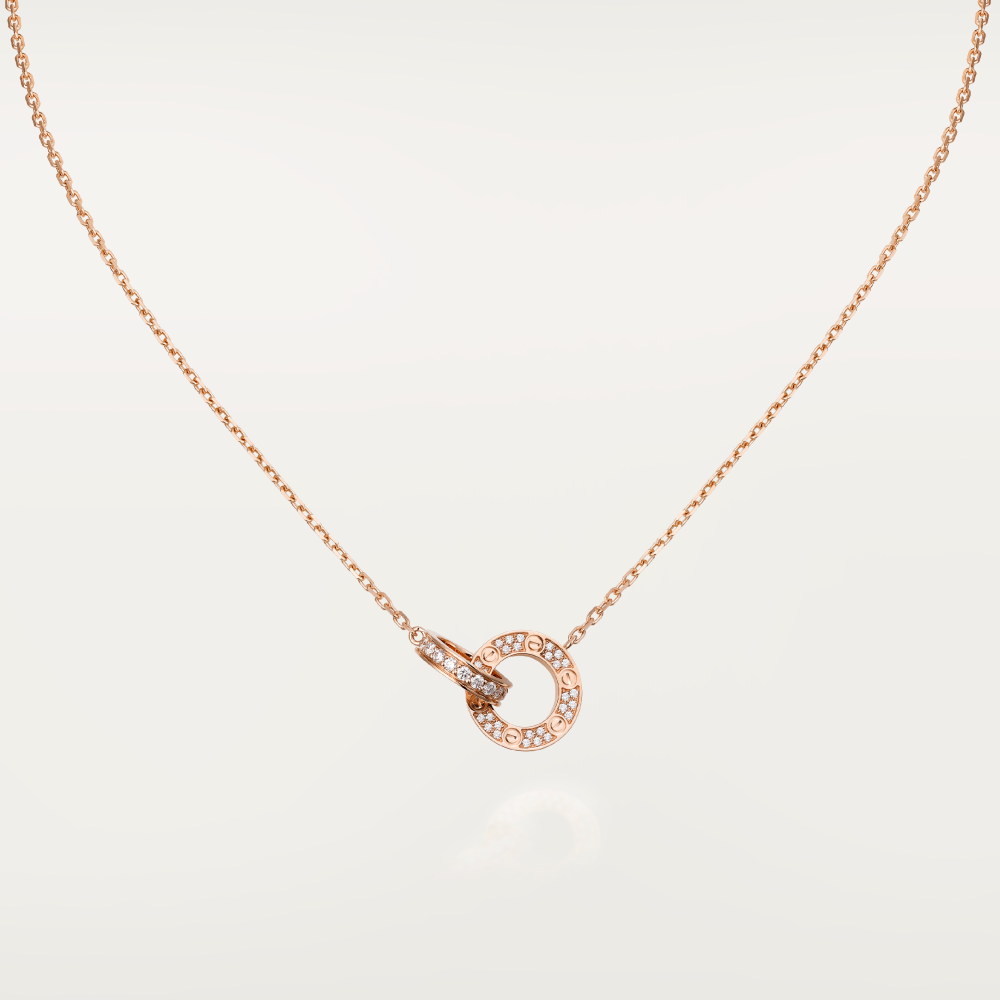 [Edler Schmuck] LOVE 7,6 MM HALSKETTE ROSÉGOLD UND SILBER VOLLER DIAMANT