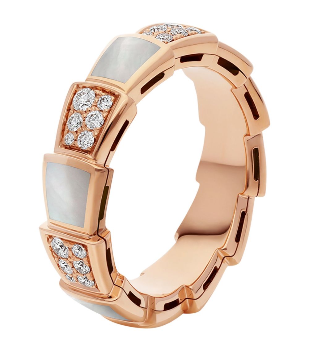 [Edler Schmuck] SERPENTI RING ROSA GOLD MOP DIAMANT GEPAPERT 4MM