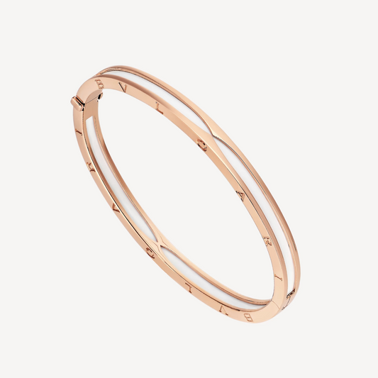 [Edler Schmuck]ZERO 1 ROSA GOLD MIT WEISSEM KERAMIKARMBAND