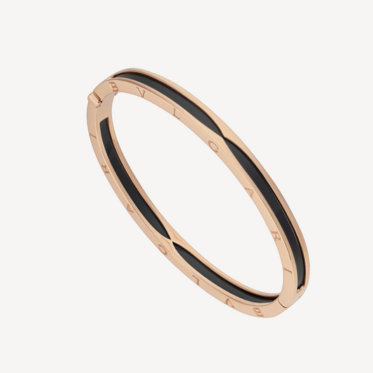 [Edler Schmuck]ZERO 1 ROSA GOLD MIT SCHWARZEM KERAMIKARMBAND