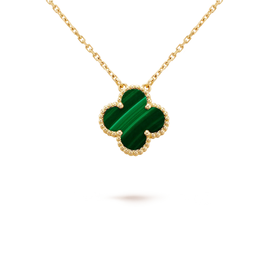 [Edler Schmuck] CLOVER 15MM MALACHIT EINZELNE BLUME HALSKETTE