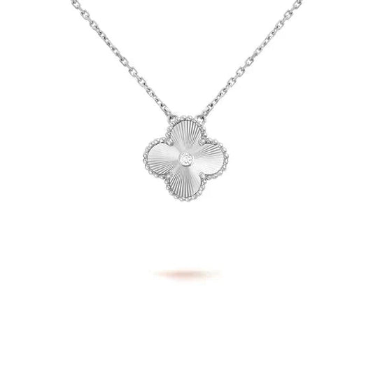 [Edler Schmuck]CLOVER 15MM DIAMANT LASER HALSKETTE SILBER