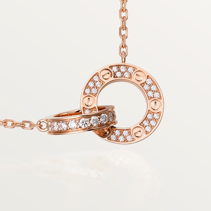 [Edler Schmuck] LOVE 7,6 MM HALSKETTE ROSÉGOLD UND SILBER VOLLER DIAMANT