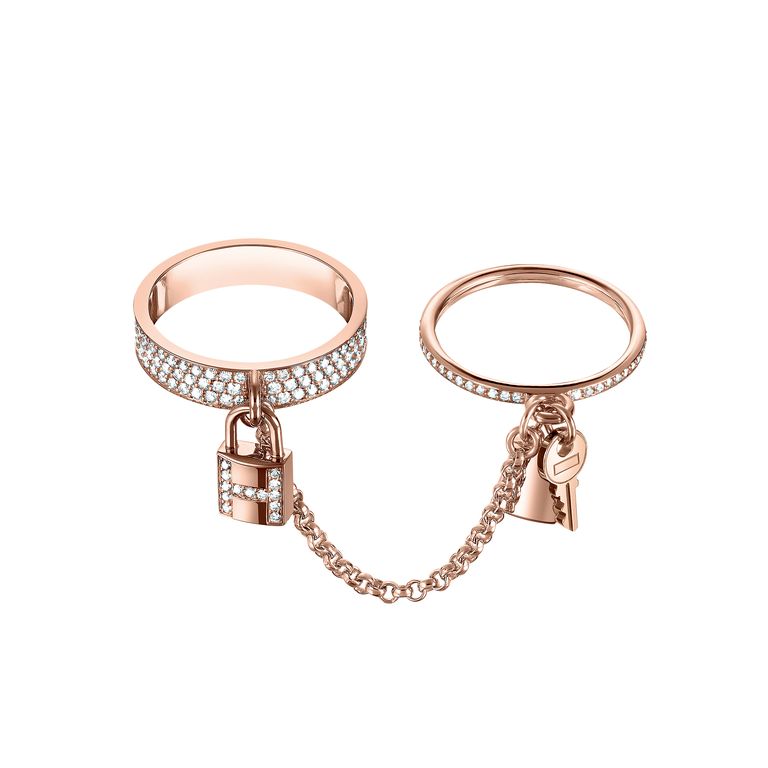 [Edler Schmuck] HM KELLY CLOCHETTE DOPPELRING AUS ROSÉGOLD MIT DIAMANTEN