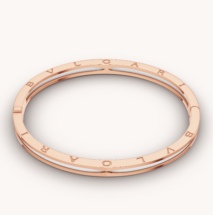 [Edler Schmuck]ZERO 1 ROSA GOLD MIT WEISSEM KERAMIKARMBAND