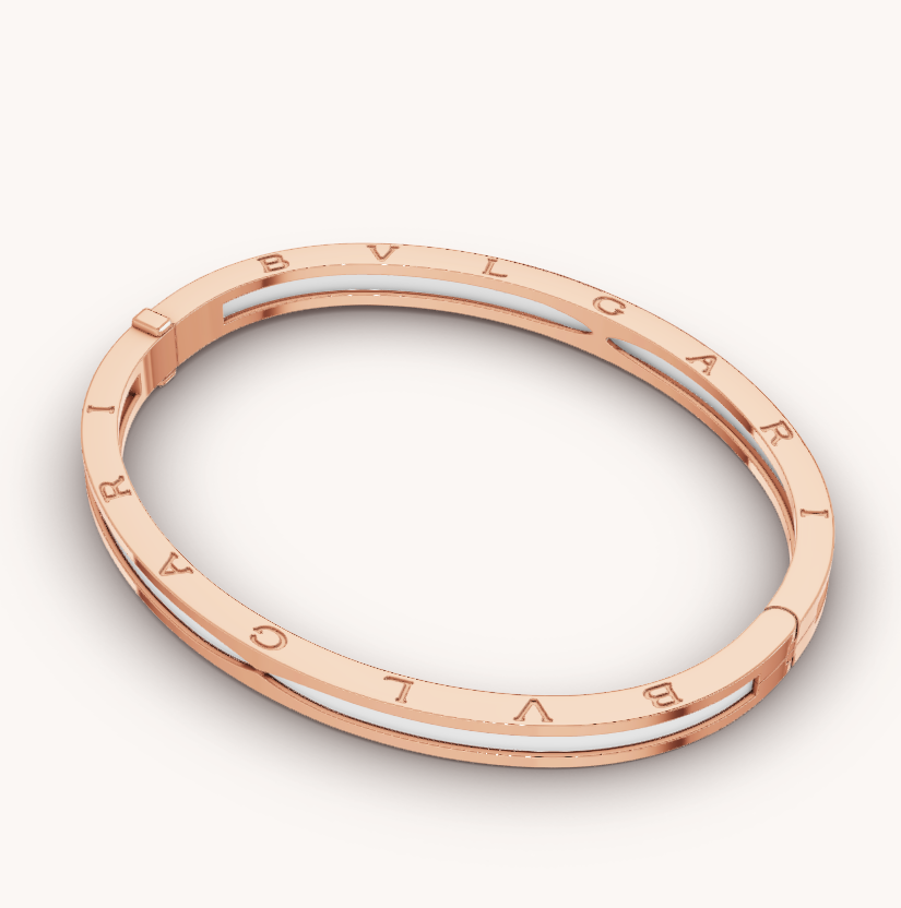 [Edler Schmuck]ZERO 1 ROSA GOLD MIT WEISSEM KERAMIKARMBAND