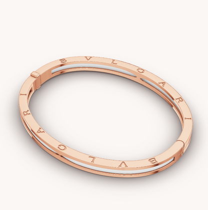 [Edler Schmuck]ZERO 1 ROSA GOLD MIT WEISSEM KERAMIKARMBAND