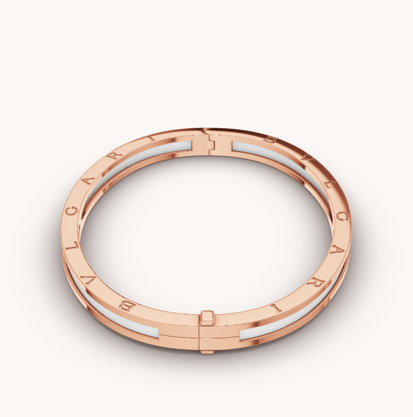 [Edler Schmuck]ZERO 1 ROSA GOLD MIT WEISSEM KERAMIKARMBAND