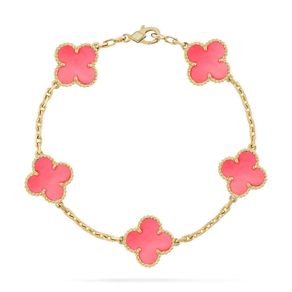 [Edler Schmuck]CLOVER 5 PINK MOP ARMBAND