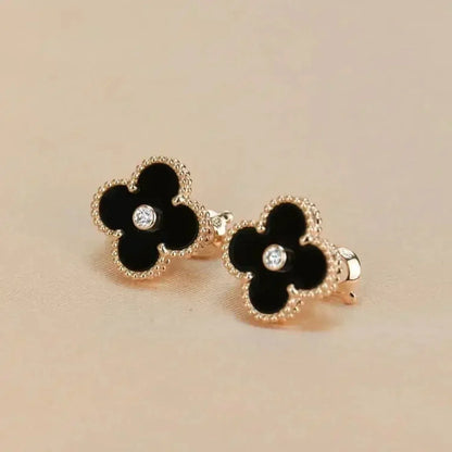 [Edler Schmuck] CLOVER MEDIUM 1 MOTIFS ONYX DIAMOND OHRRINGE