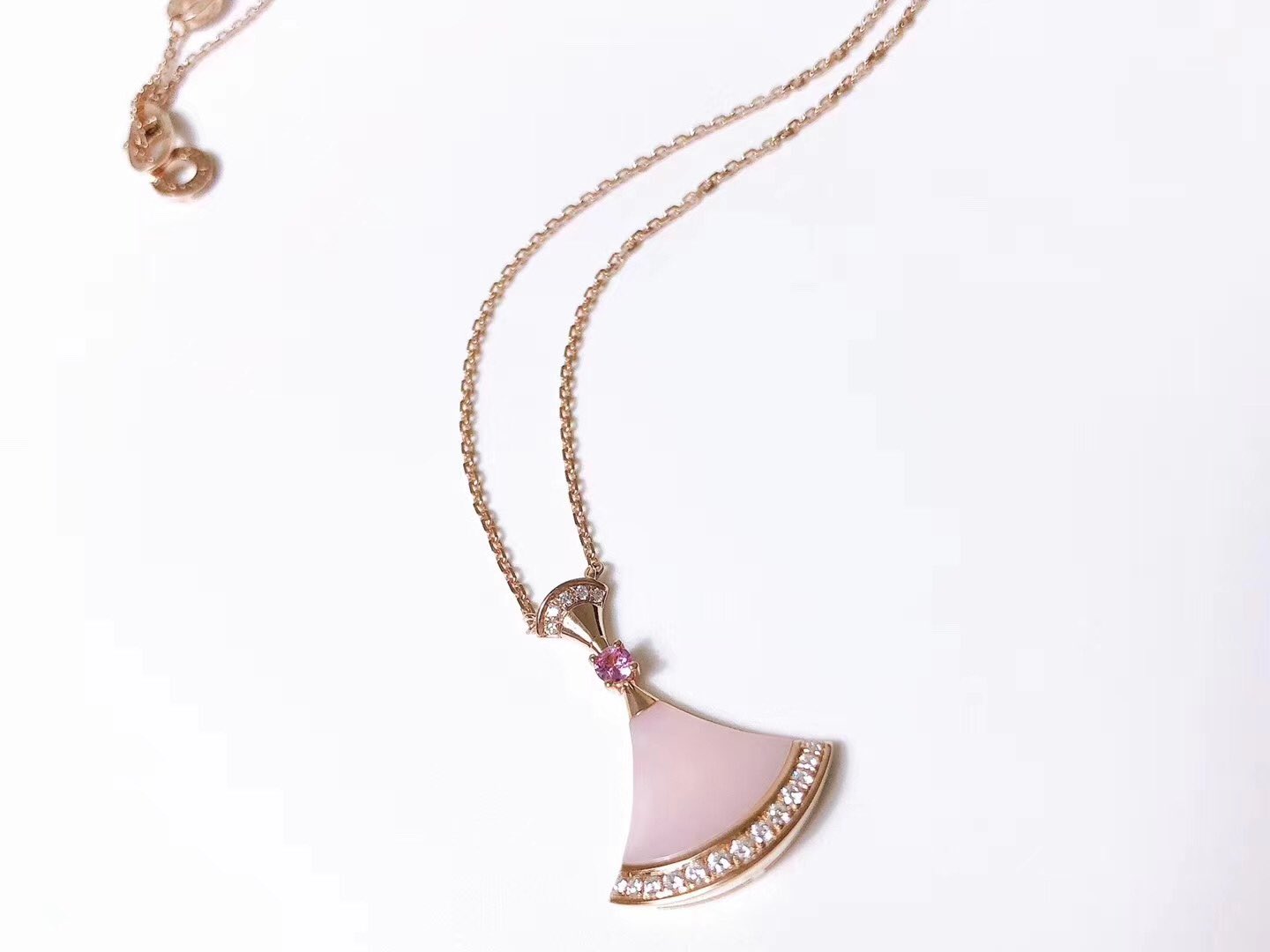 [Edler Schmuck] TRAUM HALSKETTE ROSA MOP DIAMANT