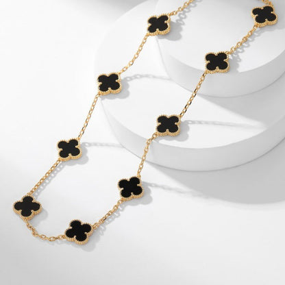 [Noble Jewelry]CLOVER 10 MOTIFS ONYX NECKLACE