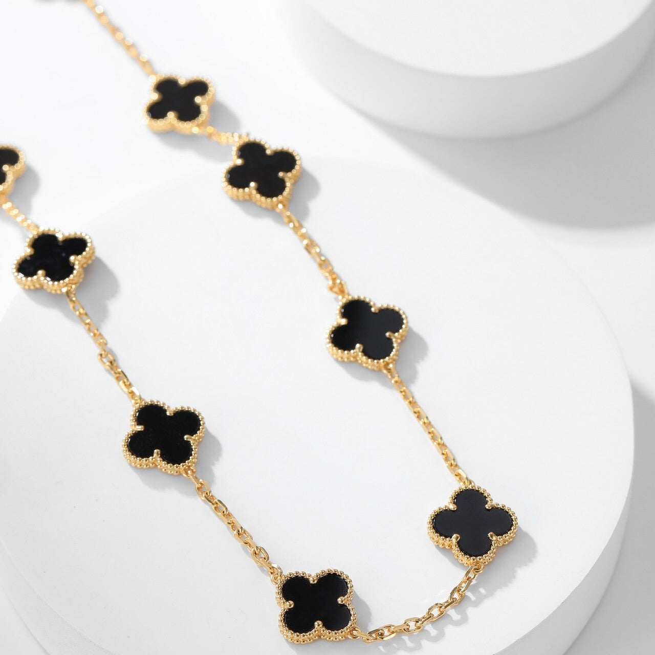 [Noble Jewelry]CLOVER 10 MOTIFS ONYX NECKLACE