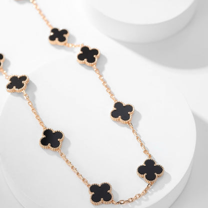 [Noble Jewelry]CLOVER 10 MOTIFS ONYX NECKLACE