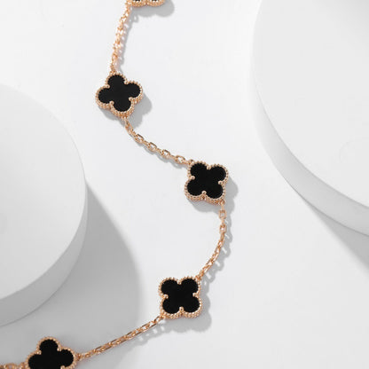 [Noble Jewelry]CLOVER 10 MOTIFS ONYX NECKLACE