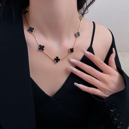 [Noble Jewelry]CLOVER 10 MOTIFS ONYX NECKLACE