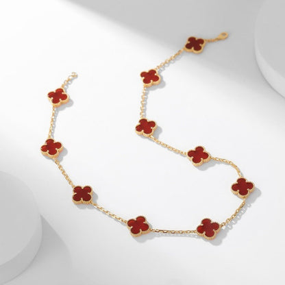 [Noble Jewelry]CLOVER 10 MOTIFS CARNELIAN NECKLACE