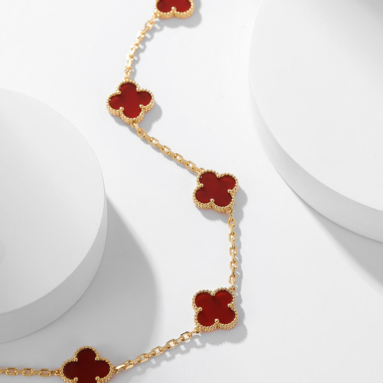 [Noble Jewelry]CLOVER 10 MOTIFS CARNELIAN NECKLACE